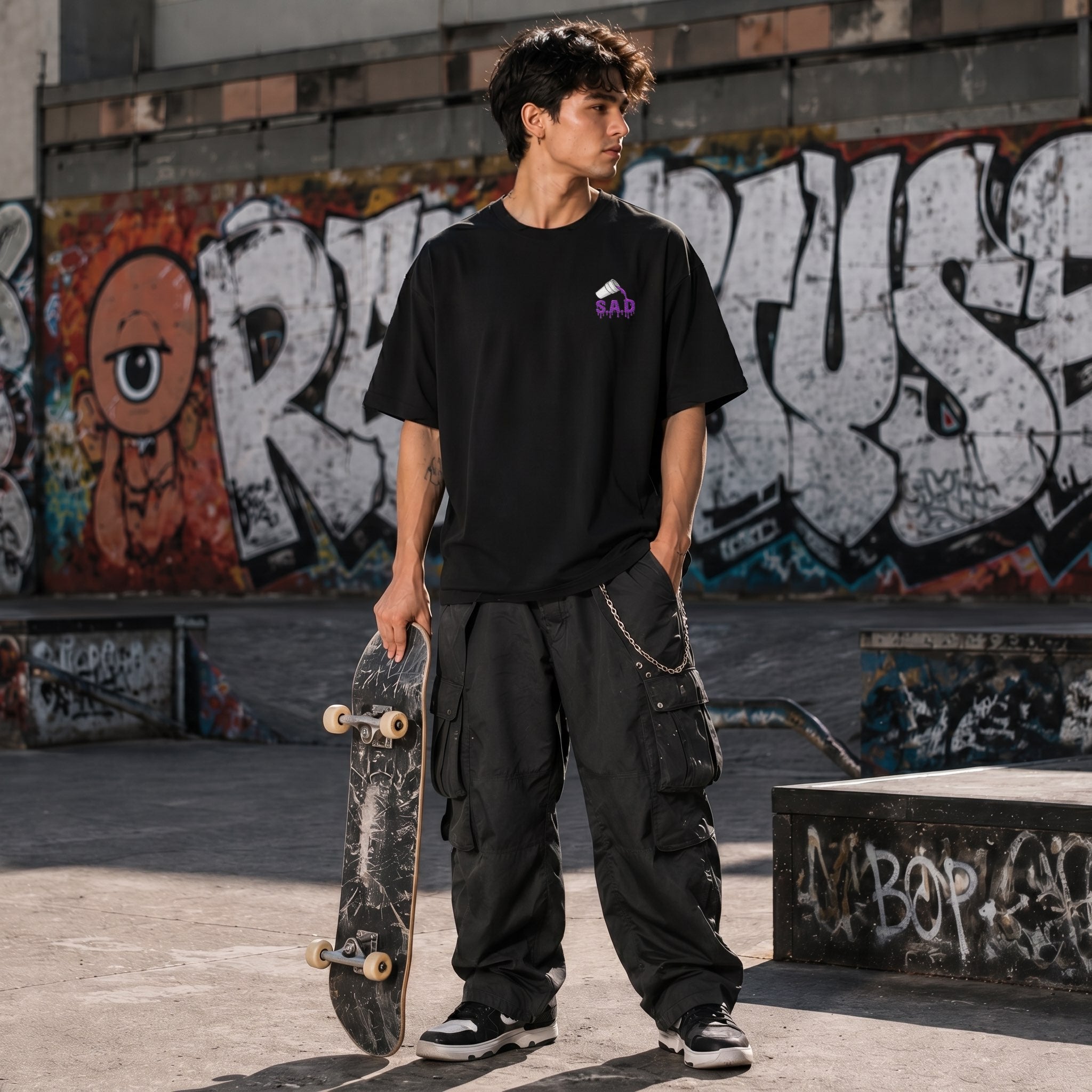 S A D Logo Oversized Heavyweight T Shirt